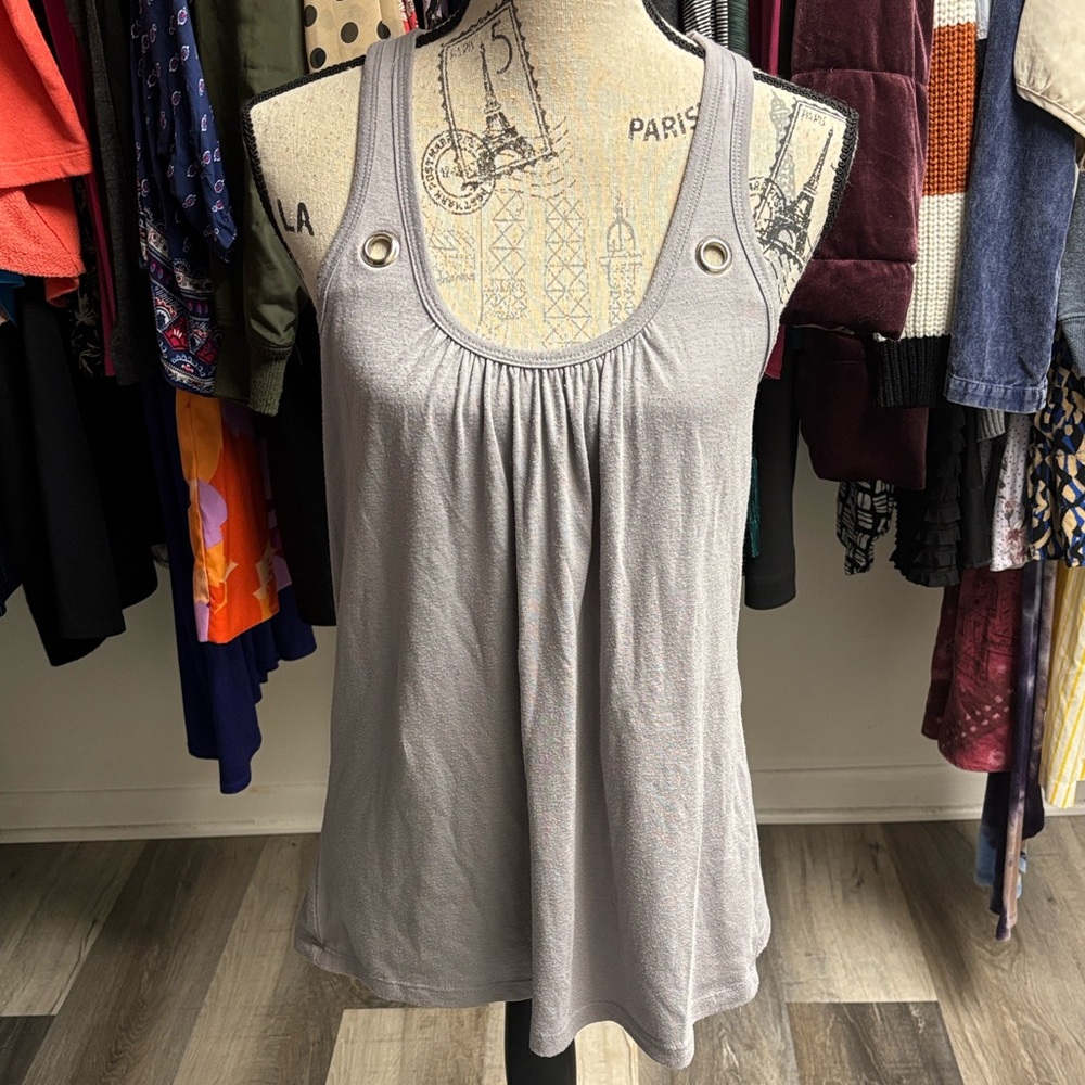 Y2K Gray Tank with Grommet Accents